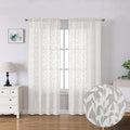 Lecloud Leia Living Room Ivory Sheer Curtains 72 Inch Length 2 Panels, Airy & Breathable Clip Textured Leaf Voile Bedroom Curtains, Dual Rod Pockets Jacquard Gauzy Window Drapes, 40 W x 72 L