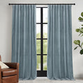 RYB HOME Stone Blue Velvet Curtains 102 inches with Hook Belt, Soft Fabric Room Darkening Thermal Insulated Luxurious Home Decor Curtains for Living Room Bedroom, W 52" x L 102", 2 Panels Set