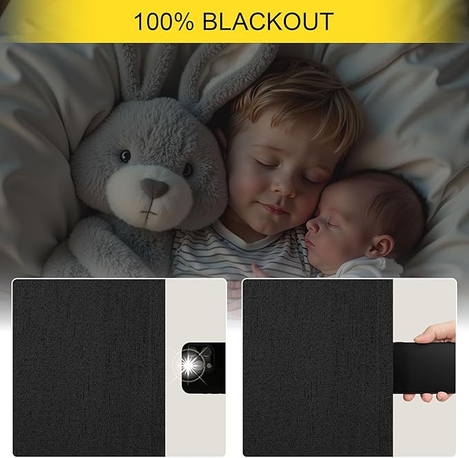 Nursery Blackout Curtains 63 Inch Length for Bedroom 2 Panels Back Tab Pocket Heavy Thick Linen Textured Room Darkening Sound Proof Insulated Thermal Dark Out Black Curtain for Winter 63 Inches Long