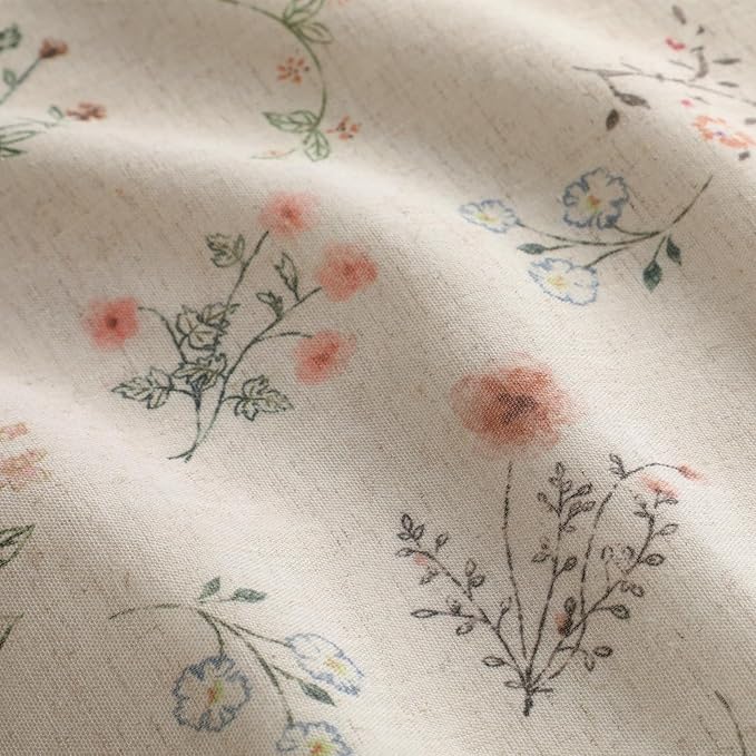 Boho Floral 100% Blackout Curtains 90 Inch Length 2 Panels Set, Linen Texture Farmhouse Curtains Beige Tassel for Living Room Bedroom Vintage Rustic Patterned Printed Western Rod Pocket