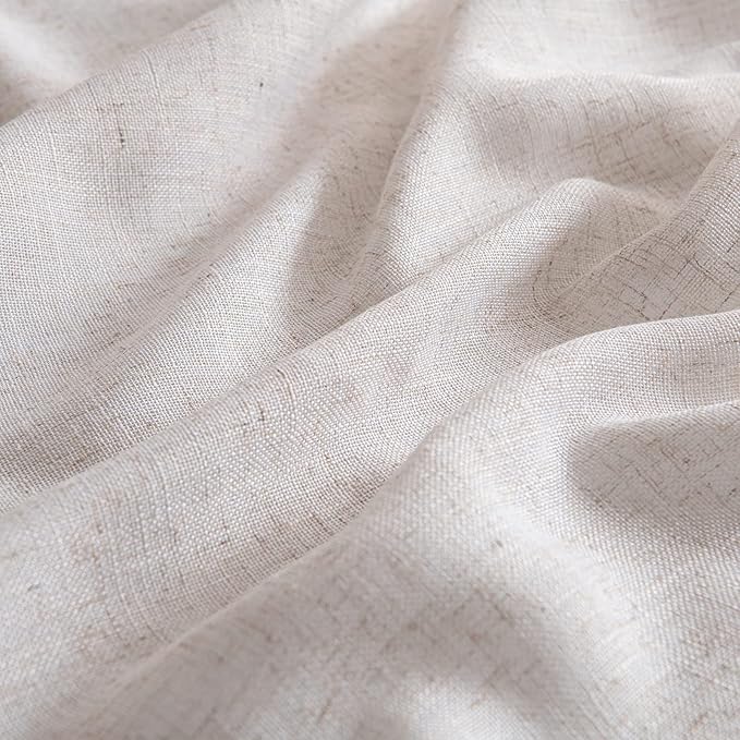 MIULEE Natural White Linen Curtains 63 Inch Length 2 Panels for Bedroom Living Room, Back Tab Soft Thick Linen Textured Window Drapes Semi Sheer Light Filtering Privacy Cream Curtains 42 Inch Wide