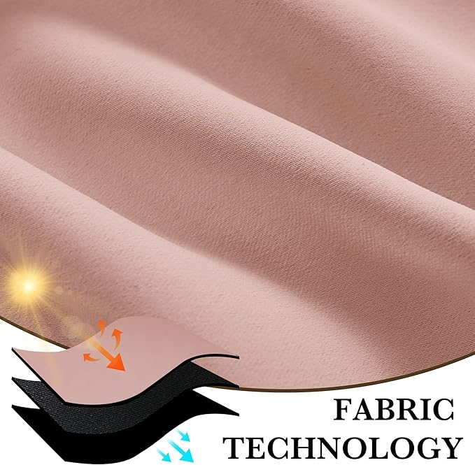 RYB HOME 100% Blackout Short Curtains for Small Window, Thermal Insulated Total Room Darkening Noise Reducing Curtains for Kitchen Bathroom Basement, 34 inches Wide by 48 inches Long, Peach Pink