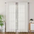 Simplebrand Semi Sheer Ivory Curtains 84 Inches Long 2 Panels, Light Filtering Geometric Jacquard Clip Textured Sheer Curtains for Bedroom，Modern Elegant Window Curtains Drapes，52x84 inch