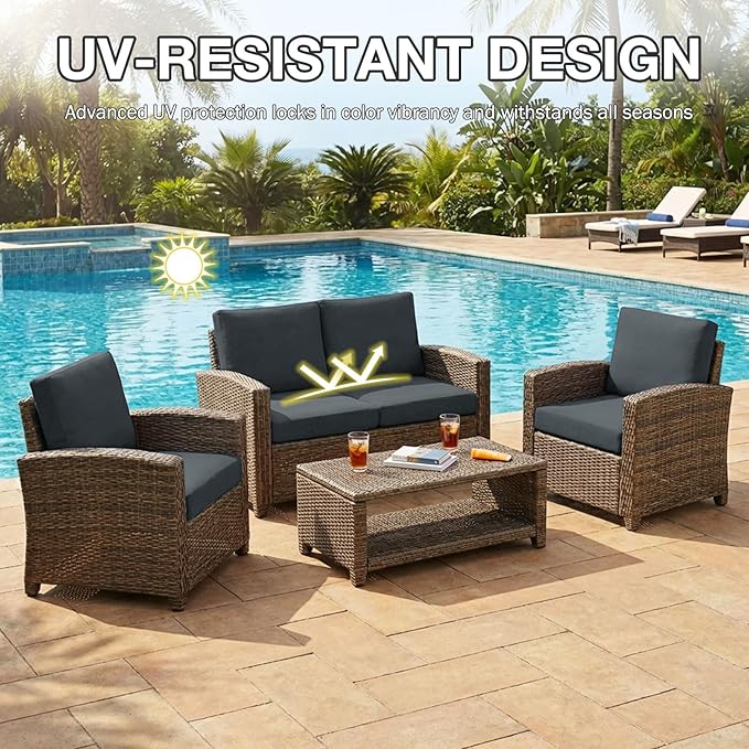 hyha 12Pcs Patio Cushion Covers, Stretch Outdoor Couch Cushion Covers, Washable Outdoor Chair/Sofa Slipcovers for Patio Furniture Cushions Protector with Elastic Bottom(Dark Gray,Cover Only)