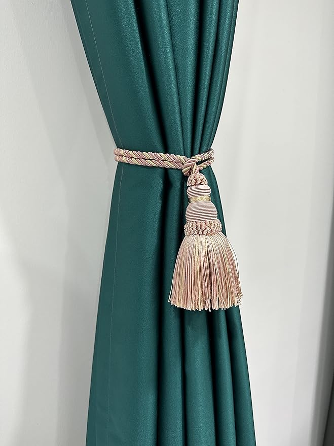 Fenghuangwu 2 Pack Curtain Tie Backs Rope Tassels for Curtains Drape tiebacks Handmade Outdoor Home and Outdoor Decorative (Mix Pink, 2p)