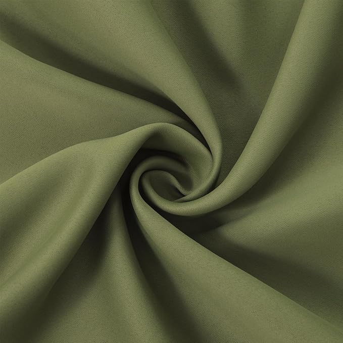LEMOMO Blackout Curtains 52 x 45 inch/Olive Green Curtains Set of 2 Panels/Thermal Insulated Room Darkening Bedroom Curtains