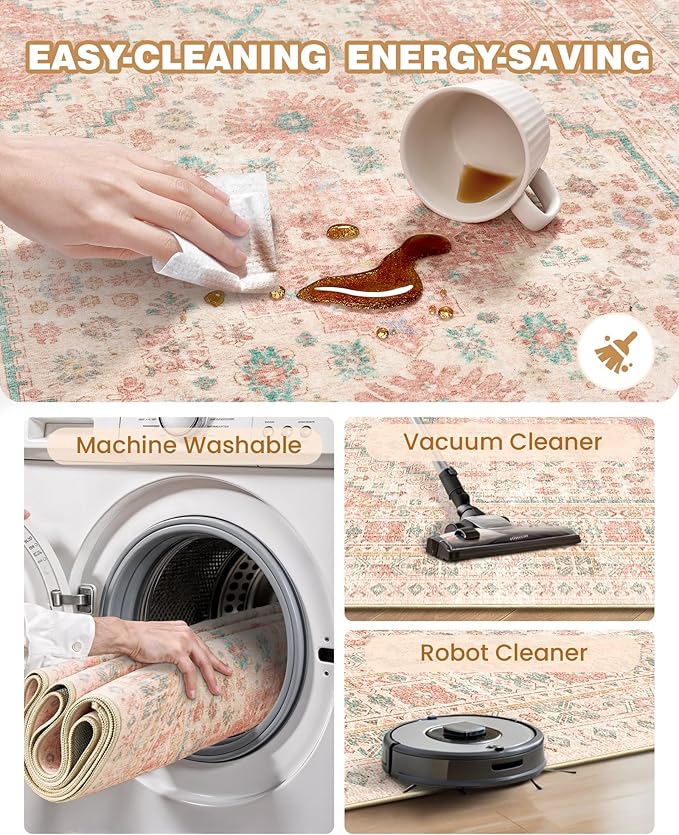 Kitchen Runner Rug Non Slip Washable 2.5x10, Soft Ultra-Thin Entryway Rug Runners for Hallways, Carpet Runner for Living Room,Kitchen, Laundry, Bathroom(Pink,2.5'x10')