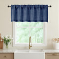 Navy Blue Valances for Windows, Light Filtering Faux Linen Textured Small Short Valance Curtains for Bathroom Basement Farmhouse, Rod Pocket Top Half Curtains for Windows, 60" Wx20 L