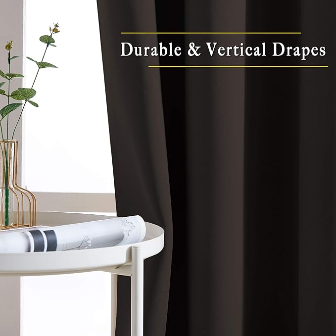 NICETOWN Toffee Brown Blackout Curtains 80 inch Length 2 Panels Set - Grommet Thermal Insulated Window Treatments Light & Sound Blocking Drapes for Living Room/Doorway, W46 x L80
