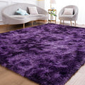 Goideal Fluffy Rug for Bedroom Living Room, 6x9 Purple Area Rugs, Faux Fur Shag Modern Carpet Ultra Soft Girls Boys Room Home Decor, Tie-Dyed