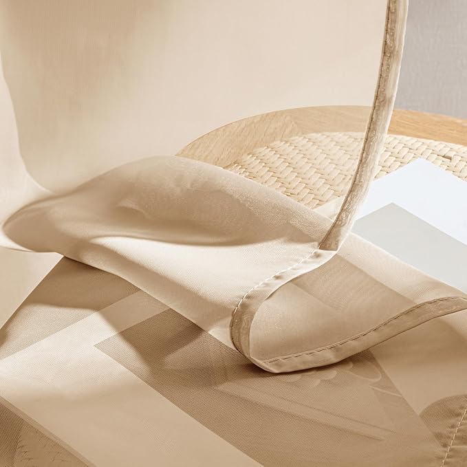 MIULEE Brown Sheer Curtains 84 Inches Long, 4 Panels Set, Rod Pocket Voile Drapes Light Filtering and Semi Transparent, Elegant Window Treatments for Bedroom Living Room,54 x 84 Inches