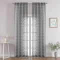 Chyhomenyc Charcoal Grey Sheer Curtains 96 Inch Length 2 Panels Set, Light Filtering Tufted Textured Soft Airy Rod Pocket Gentle Leaf Window Treatment Drapes for Bedroom Living Room, 42" Wx96 L, 2PCS