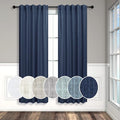 Navy Curtains 38 Inch Width for Kitchen Door 2 Panel Back Tab Pocket Semi Sheer Linen Light Filtering Skinny Small Window Curtain for Bedroom Closet Laundry Basement Bathroom Wide 38x63 Long Dark Blue