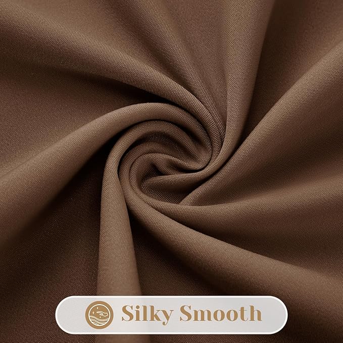 HOMEIDEAS Non-See-Through Brown Privacy Sheer Curtains, 52 X 54 Inches Long 2 Panels Sheer Curtains Light Filtering Window Drapes for Bedroom Living Room