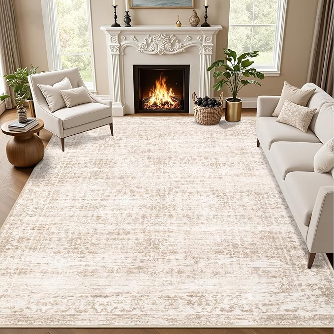 4x6 Area Rugs for Living Room: Washable Rug Soft Vintage Boho Medallion Carpet Indoor Non-Slip Stain Resistant Large Carpets for Bedroom Dining Room Farmhouse Nursery Home Office Black Gold
