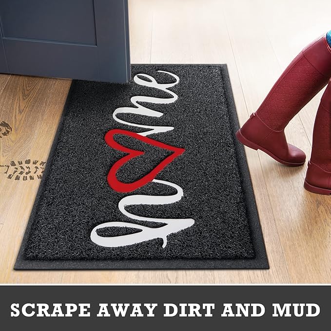CozyBounty Black Door Mat Welcome Mats Home Non-Slip Doormat for Entryway Low-Profile Floor Mat for Yard, Garage, High Traffic Areas (36"x24", Black)