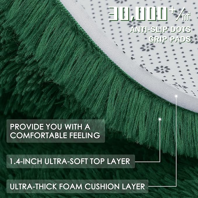 OLANLY 5x7 Machine Washable Large Area Rugs for Living Room, Bedroom, Soft Fluffy Shaggy Bedside Rug, Indoor Floor Carpet for Kids Girls and Boys, Dorms, Nursery, Home Decor Aesthetic, Dark Green