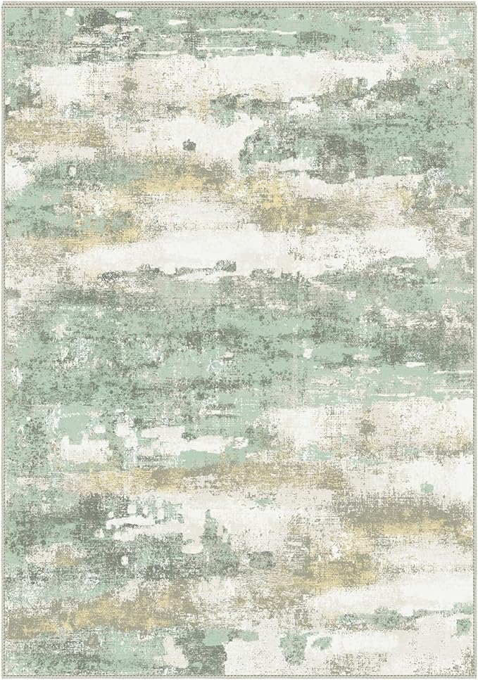 BEIMO Area Rugs 9x12 for Living Room Bedroom, Modern Abstract Machine Washable Large Light Green Rug Soft Rug, Low Pile Floor Carpet with Non Slip Backing for Dining Room