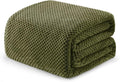 Exclusivo Mezcla Fleece Bed Blanket King Size, Super Soft and Warm Blankets for Couch, Sofa and Bed Waffle Textured, Cozy, Fuzzy and Lightweight (Olive Green, 90x104 Inches)