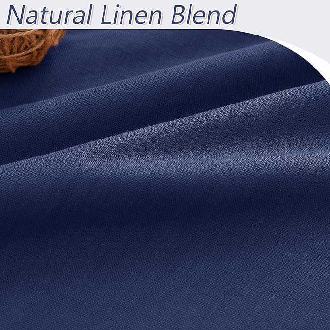 Guken 100% Blackout Curtains 120 Inch Length 2 Panels Set for Living Room Bedroom Back Tab Thermal Insulated Black Out Linen Drapes Room Darkening Window Curtains Classic Blue 52x120