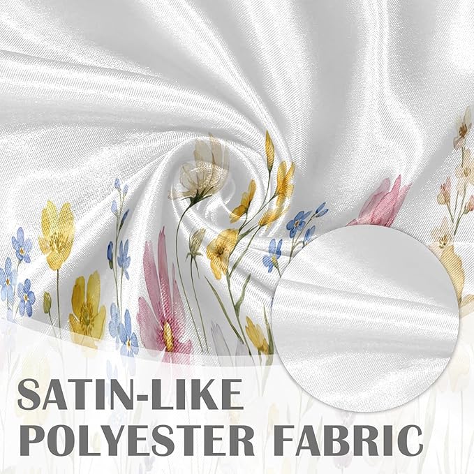 Emvency 4 Pack Valances Window Treatments, Spring Wildflower Flower Blackout Adjustable for Living Room Bathroom Bedroom Kitchen Over Sink, 52x18 Inch Rod Pocket Valances