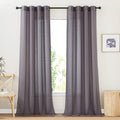 NICETOWN Faux Flax Linen Sheer Living Room Curtains, Grommet Elegant Semi Sheer Curtains Privacy Light Filtering Vertical Drapes for Kids Room/Daughter, W52 x L90, Purple Brown, 2 Panels