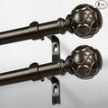 2 Pack Bronze Curtain Rod, Heavy Duty 1 Inch Decorative Curtain Rods for Windows 30 to 56 Inch, Single-Side Adjustable Vintage Rustic Antique Brown Drapery Pole with Netted Texture Finials