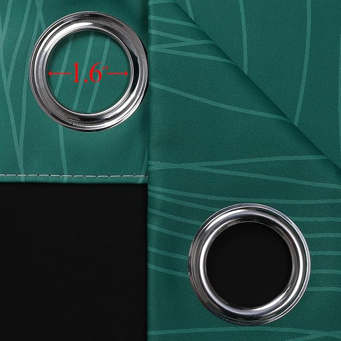 Estelar Textiler Green and Greyish White Blackout Curtains 45 Inch Length, Full Light Blocking Gradient Drapes for Kitchen, Thermal Insulated Grommet Ombre Curtains for Bathroom, 52Wx45L, 2 Panels