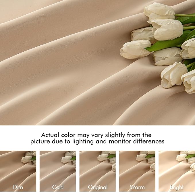 MIULEE Back Tab Beige Curtains 120 Inch Long 2 Panels Set for Living Room Bedroom, Cream Rod Pocket/Pinch Pleated Light Blocking Extra Long Thermal Insulated Room Darkening Blackout Curtains/Drapes