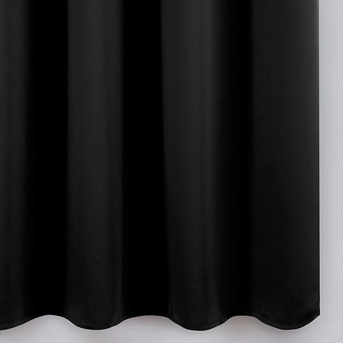 LEMOMO Black Blackout Curtains 34 x 63 Inch Length/Set of 2 Curtain Panels/Thermal Insulated Room Darkening Blackout Curtains for Bedroom