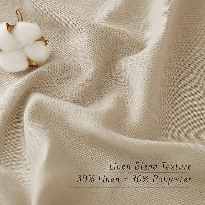 NICETOWN Thick Linen Kitchen Window Curtains Over Sink, Grommet Privacy Added Linen Blend Curtains with Some Light Filtering Burlap Drapes for Home Office/Bedroom, Angora, 2 Panels, W55 x L54