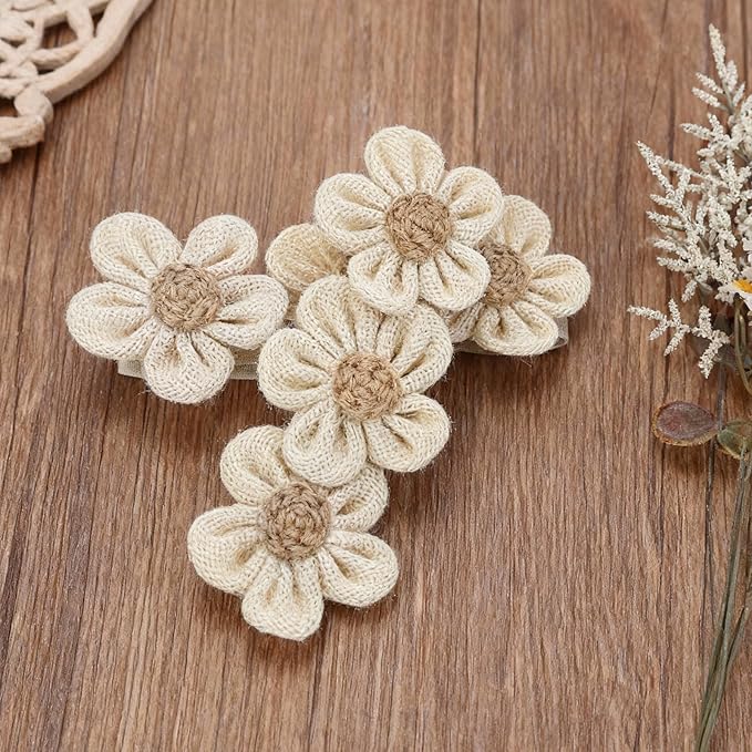 KLOGTSIND Flower Curtain Tiebacks, 6 Pack Boho Curtain Ties Elegant Three Flower Curtain Holdbacks, Decorative Window Treatment Tie Backs for Cute Bedroom Decor, Girl Nursery Decor, Farmhouse Decor