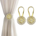 Magnetic Tiebacks for Curtains, 2 Pack Sparkling Crystal Flower Curtain Tiebacks Curtain Buckle Clips with High-Elastic Spring Wire for Home Office Decoration (Yellow & Colorful)