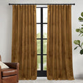 RYB HOME Gold Brown Velvet Curtains 84 inches with Hook Belt, Soft Fabric Room Darkening Thermal Insulated Luxurious Home Decor Curtains for Living Room Bedroom, W 42" x L 84", 2 Panels Set