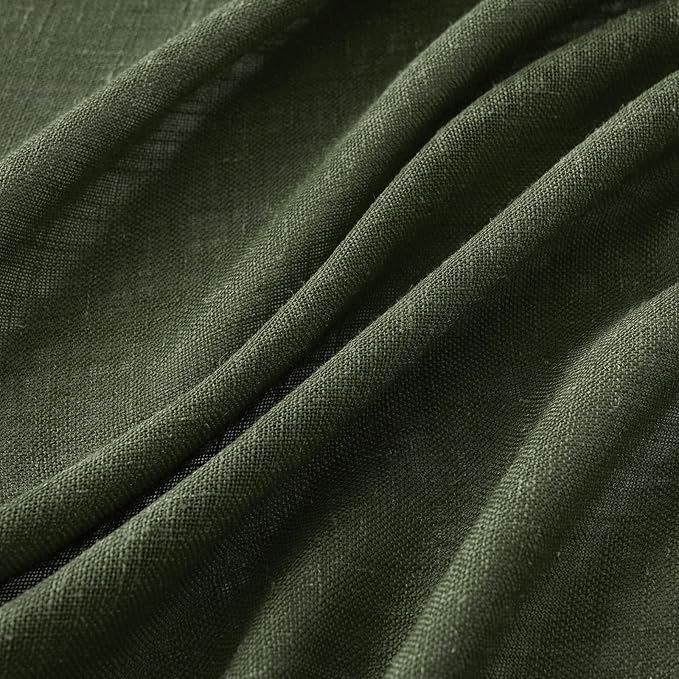 MIULEE Olive Green Linen Curtains 108 Inches Long for Bedroom Living Room, Soft Thick Linen Textured Window Drapes Semi Sheer Light Filtering Back Tab Rod Pocket Christmas Decor, 2 Panels
