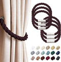 NICEEC 6 Pack Strong Magnetic Curtain Tiebacks Modern Simple Style Drape Tie Backs Convenient Decorative Weave Rope Curtain Holdbacks for Thin or Thick Home & Office Window Draperies (Deep Purple)