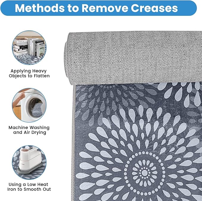 StepRite Runner Rug 2 x 6 ft, Washable Rugs, Hallway Runner Rugs, Kitchen Runner Rug Non Slip, Soft Runner with Rubber Backing for Kitchen, Hallway, Laundry, Bedroom, Living Room