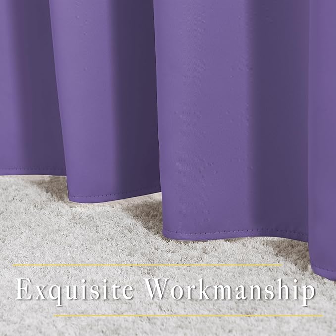NICETOWN Blackout Curtain Panels 95" L - Window Treatment Energy Saving Thermal Insulated Solid Grommet Blackout Drapes for Living Room (Lilac Purple, 1 Pair, 80 by 95-Inch)