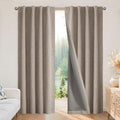 Joydeco Linen Blackout Curtains for Bedroom - 100% Light Blocking 1 Panels, Linen Drapes 100" W x 108" L, Thermal Insulated Room Darkening Curtains for Living Room, Rod Pocket & Back Tabs