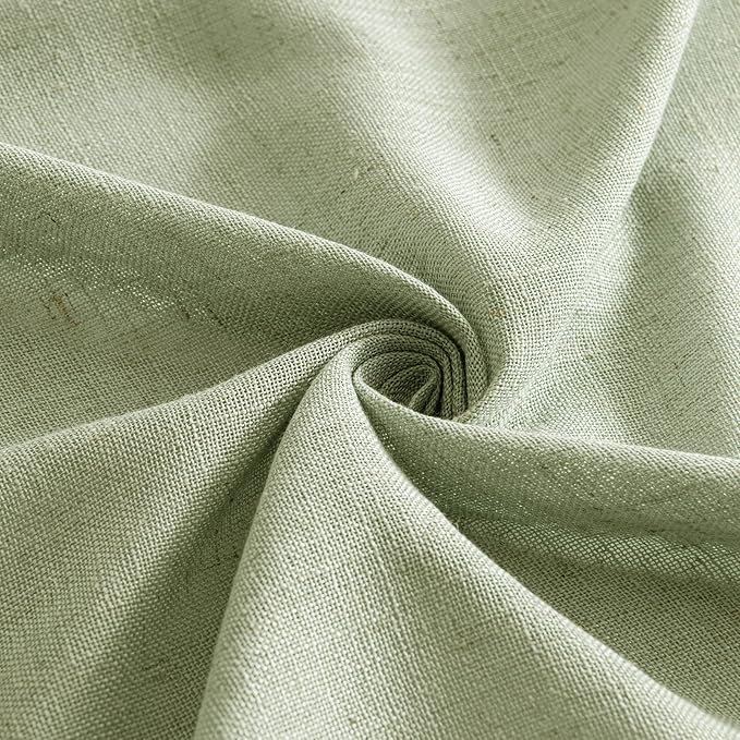 MIULEE Sage Green Linen Curtains 72 Inch Length for Bedroom Living Room, Soft Thick Linen Textured Window Drapes Semi Sheer Light Filtering Back Tab Rod Pocket Burlap Look Farmhouse Decor, 2 Panels