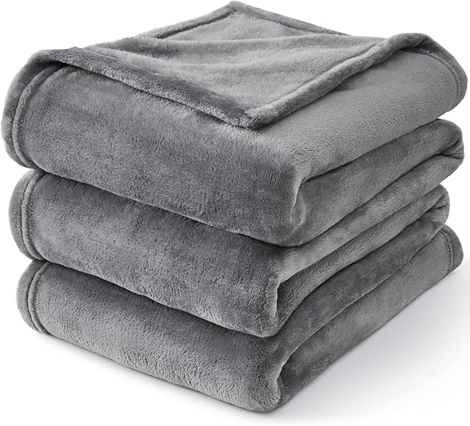BEDELITE Fleece Blankets Queen Size Grey Throw Blankets for Bed, Luxury Plush Cozy Fuzzy Blanket 90x90 inches, Super Soft Warm Lightweight Throw Blanket All Seasons Suitable