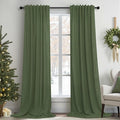 Pitalk Olive Green Curtains 96 Inches 8 FT Long for Living Room 2 Panels Back Tab Pocket Drape Thick Sheer Linen Cotton Modern Rustic Trendy Earthy Army Moss Green Curtain for Bedroom Farm House Decor