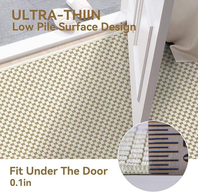 YDKGL 2x6 ft Kitchen Runner Rugs Mat Non Slip Woven Runners for Hallways Washable, Soft Long Entryway Laundry Hall Floor Runner Carpet for Indoor Backdoor Bedroom Living Room, Beige