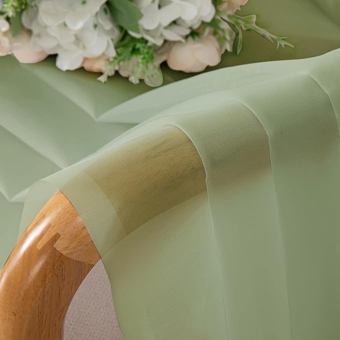 OVZME Light Green Sheer Curtains 72 Inches Long 2 Panels - Soft Light Filtering Window Sheer Panels for Living Room/Bedroom, Top Dual Rod Pocket, 1 Pair, Each 42Wx72L Inches