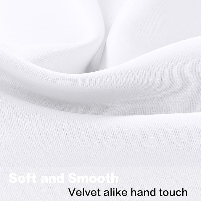 H.VERSAILTEX 2 Panels White Valance for Windows, Natural Blackout Curtains Valances for Small Windows/Living Room/Bedroom/Bathroom Rod Pocket 52" W x 18" L, Pure White，2 Packs