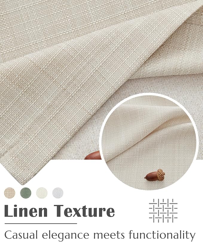 jinchan Valance Curtain Beige Hearthered Farmhouse Light Filtering Double Layer Window Treatment for Living Room Dining Bedroom Kitchen Rod Pocket 18 Inch