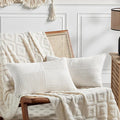 Fancy Homi Set of 2 Cream White Lumbar Decorative Throw Pillow Covers 16x26 Inch for Living Room Couch Bed, Boho Farmhouse Forest Green Home Decor, Soft Corduroy Corss Patchwork Cushion Case 65x40 cm