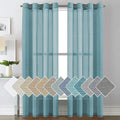 H.VERSAILTEX Linen Curtains Natural Linen Semi-Sheer Curtains Nickel Grommet Privacy Added Premium Soft Rich Material Linen Curtain Panels for Bedroom - 52x84 Inch - Turquoise