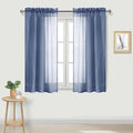 DWCN Sheer Curtains Semi Transparent Voile Rod Pocket Curtains for Bedroom and Living Room, Dusty Blue, 42 x 45 inches Long, Set of 2 Panels