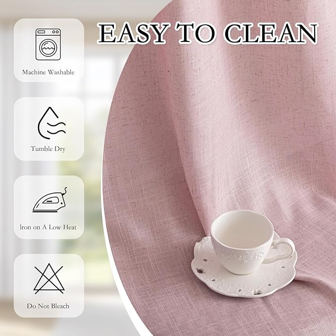 MYSKY HOME Pink Curtains for Girls Bedroom Living Room Semi Sheer Light Filtering Nursery Window Drapes, 90 Inches Length Soft Modern Decor Country Style Back Tab, 50" x 90", Light Pink, 2 Panels